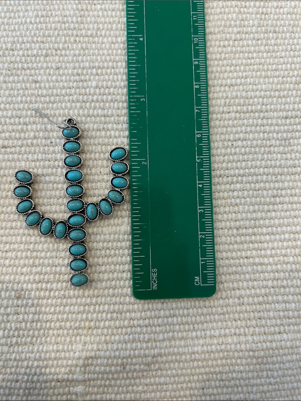 Turquoise Cactus Dangle Earrings - Picture 2 of 5